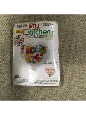 Jiffy Stitchery Kit 148 I Love You Ornament 3 D Stitched Front And Back